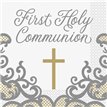 16PK 33cm FANCY GOLD CROSS 1ST COMMUNION NAPKINS