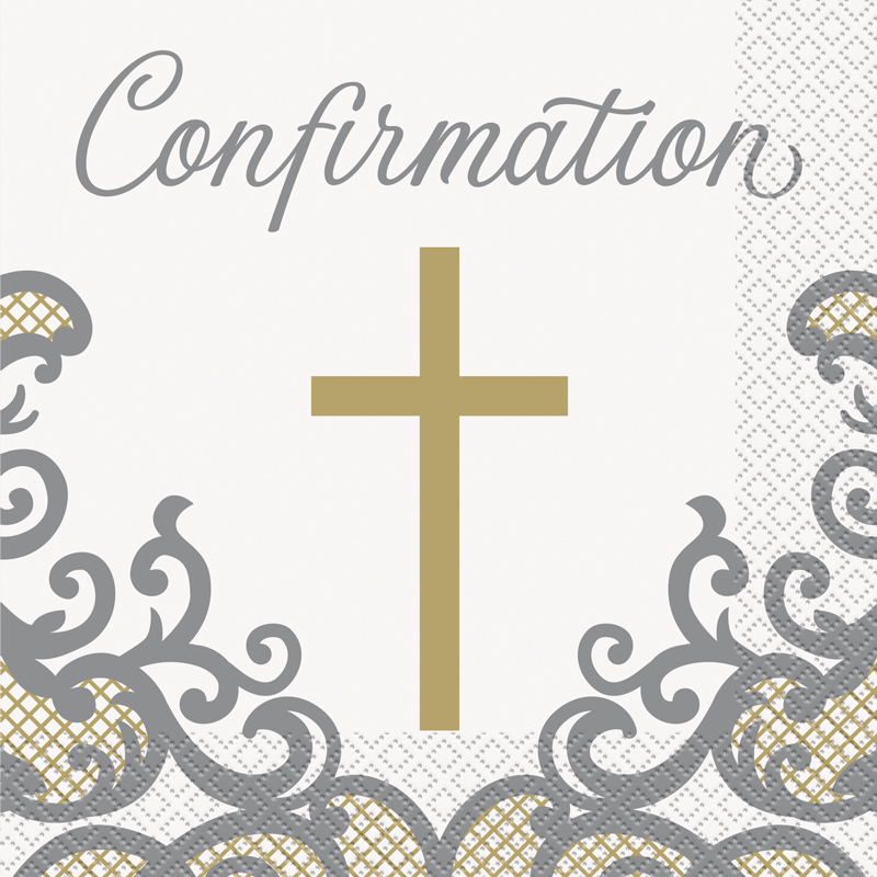 16PK 33cm FANCY GOLD CROSS CONFIRMATION NAPKINS