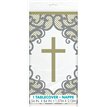 54x84in FANCY GOLD CROSS PLASTIC TABLE COVER