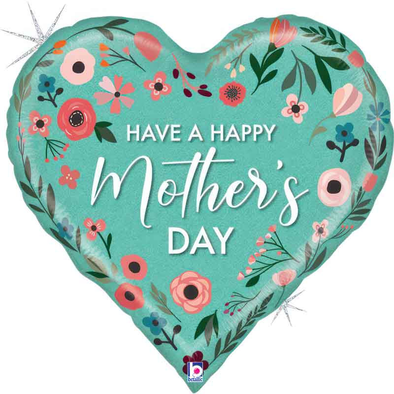 23in MINT MOTHER'S DAY HEART FOIL BALLOON