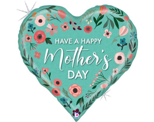 23in MINT MOTHER'S DAY HEART FOIL BALLOON