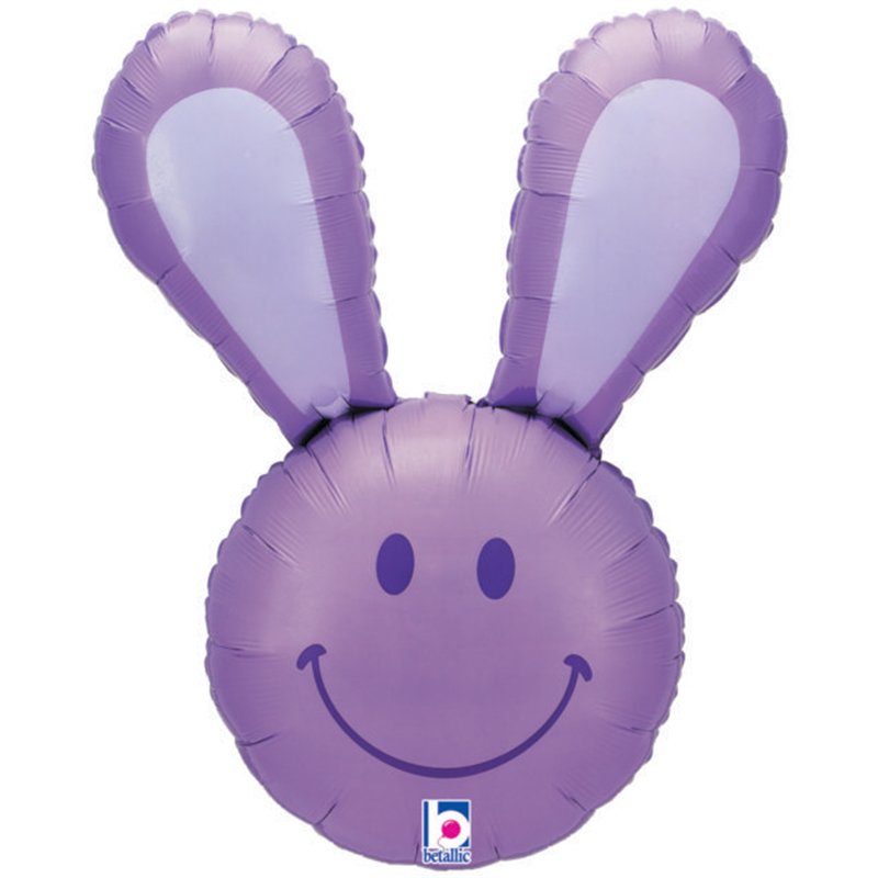 SMILEY BUNNY LAVENDER FOIL BALLOON