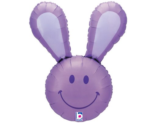 SMILEY BUNNY LAVENDER FOIL BALLOON