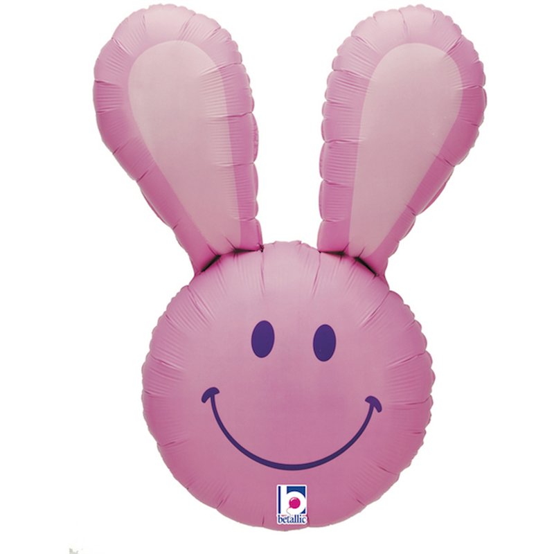 SMILEY BUNNY PINK FOIL BALLOON