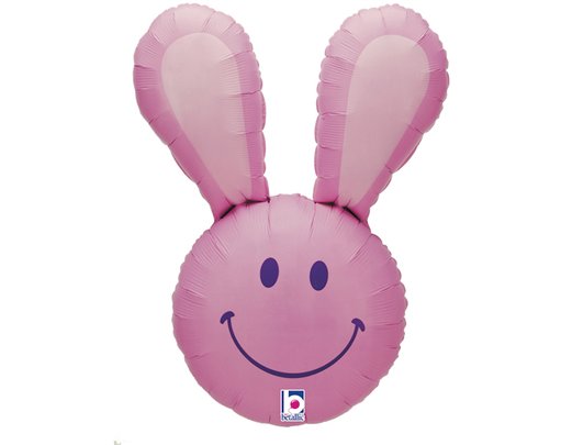 SMILEY BUNNY PINK FOIL BALLOON
