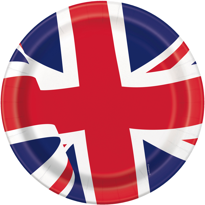 8PK 9in UNION JACK PLATES