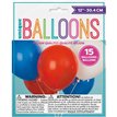 15PK 12in ASST R/W/B LATEX BALLOONS