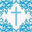 16PK 33cm FANCY BLUE CROSS NAPKINS