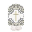 3PK 8in FANCY GOLD CROSS HONEYCOMB DECORATIONS