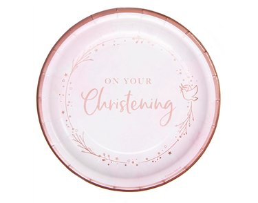 8PK 23cm ROSE GOLD ON YOUR CHRISTENING PLATES