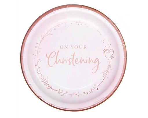 8PK 23cm ROSE GOLD ON YOUR CHRISTENING PLATES