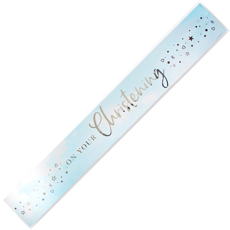 9ft BLUE ON YOUR CHRISTENING FOIL BANNER