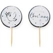12PK  BLUE & SILVER ON YOUR CHRISTENING CUPCAKE TOPPERS