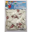 50PK 12in WHITE PRINTED RED & BLUE UNION JACK BALLOONS