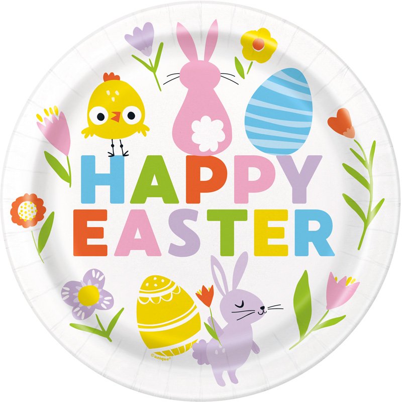 8PK 9in EASTER GINGHAM PLATES