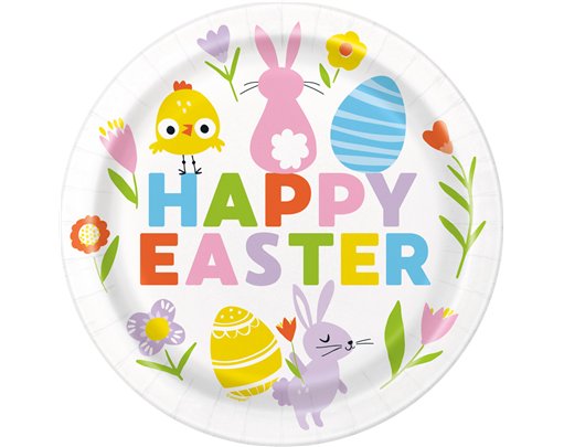 8PK 9in EASTER GINGHAM PLATES