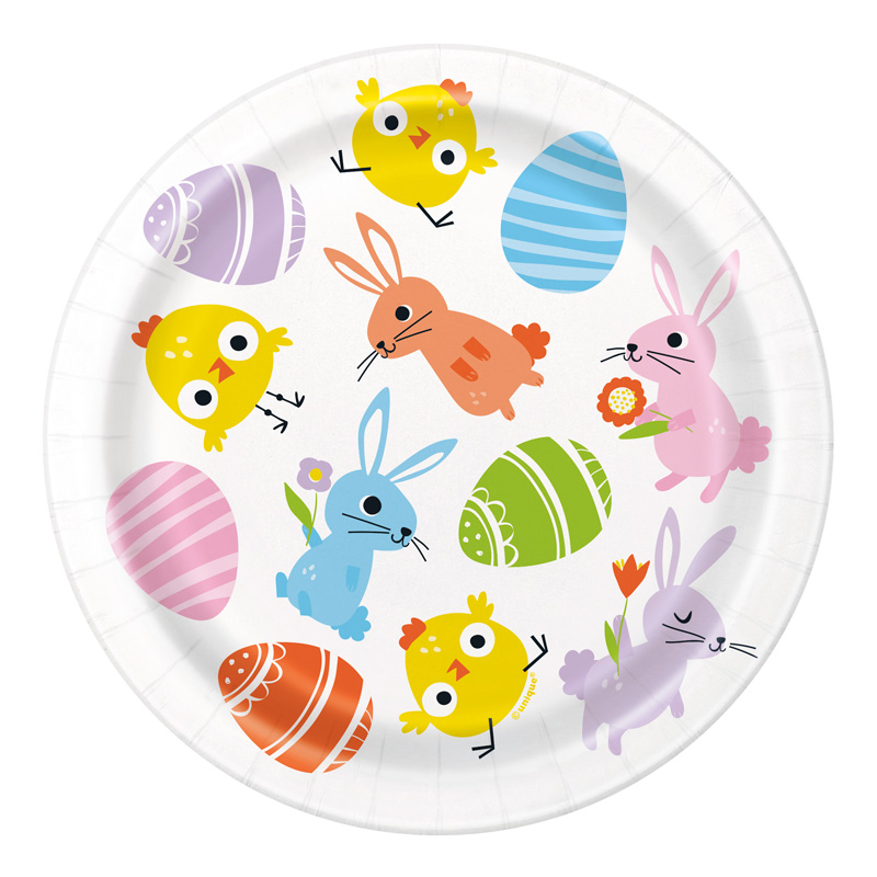8PK 7in EASTER GINGHAM PLATES