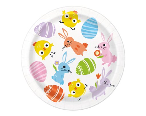 8PK 7in EASTER GINGHAM PLATES