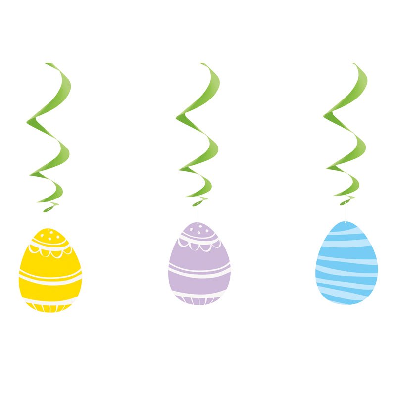 3PK 26in EASTER GINGHAM HANGING SWIRLS