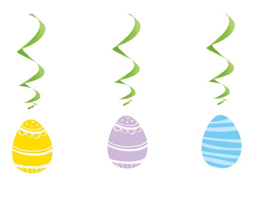 3PK 26in EASTER GINGHAM HANGING SWIRLS