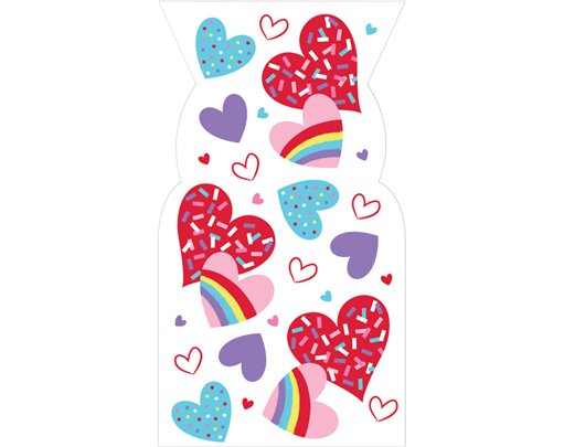 20PK HEART TOSS CELLO BAGS