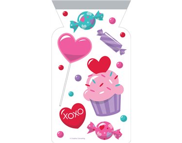 12PK VALENTINES TREATS ZIPPER CELLO BAGS