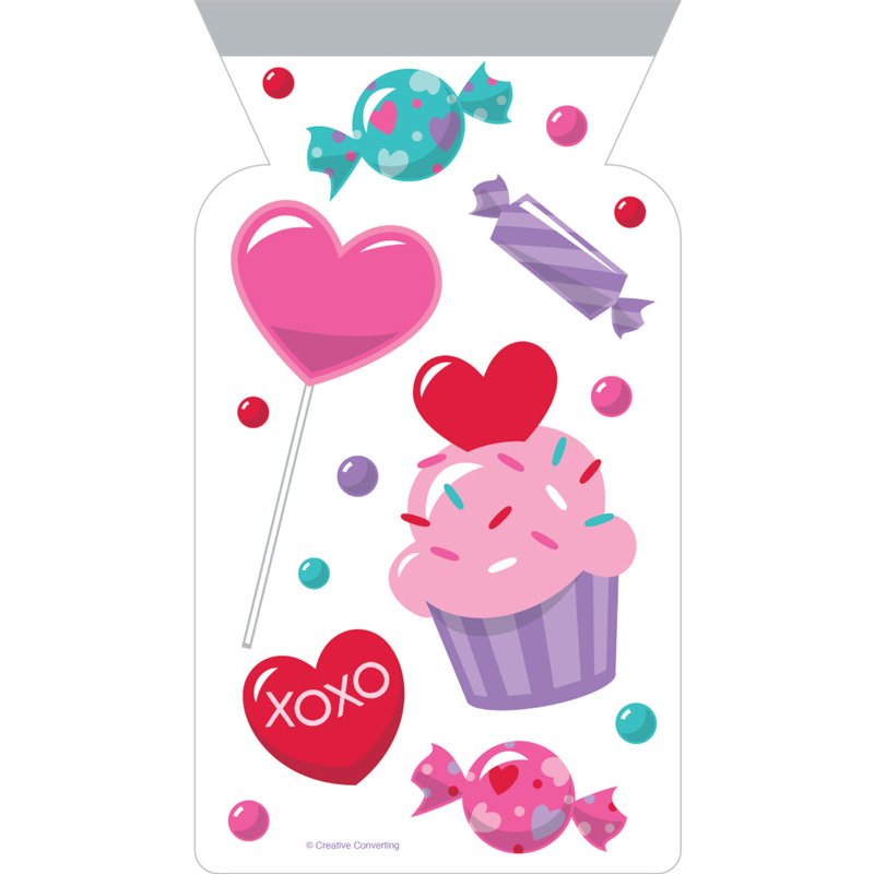 12PK VALENTINES TREATS ZIPPER CELLO BAGS