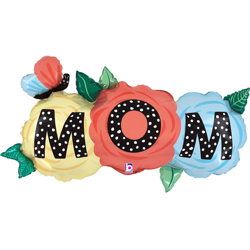 47in MOM BUTTERFLY FLOWERS FOIL BALLOON