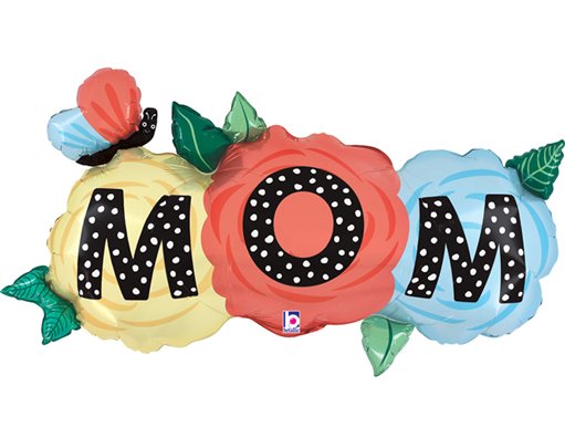 47in MOM BUTTERFLY FLOWERS FOIL BALLOON