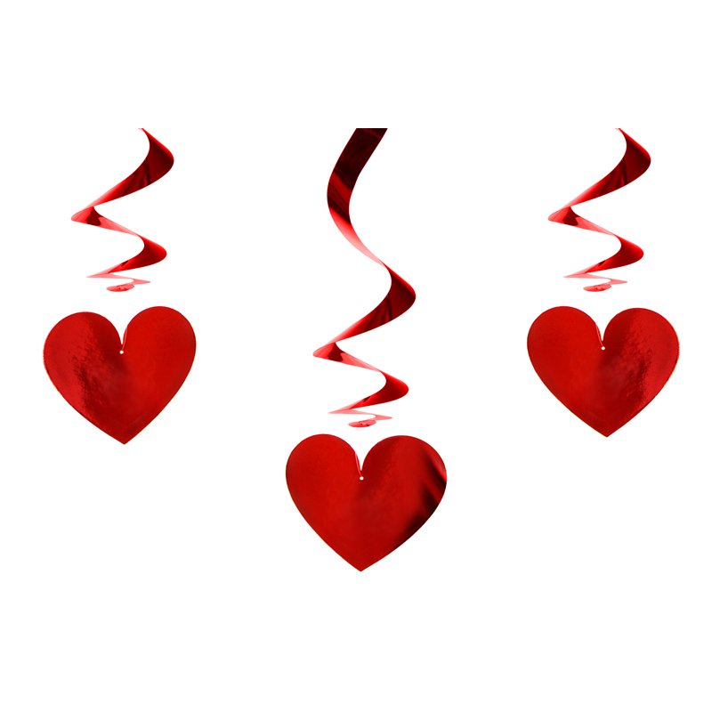 3PC 60cm RED HEART SWIRLS