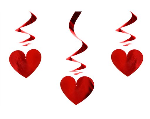 3PC 60cm RED HEART SWIRLS