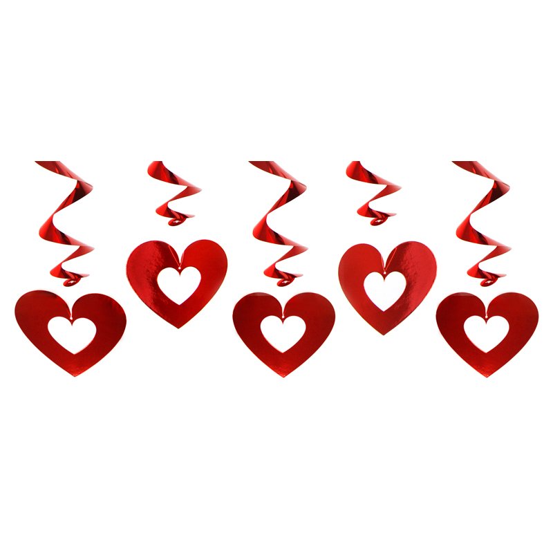 5PC 60cm RED HEART SWIRLS