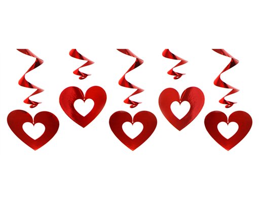 5PC 60cm RED HEART SWIRLS