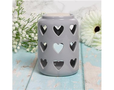 GREY WAX/OIL WARMER WITH HEARTS