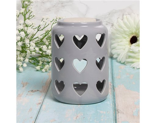 GREY WAX/OIL WARMER WITH HEARTS