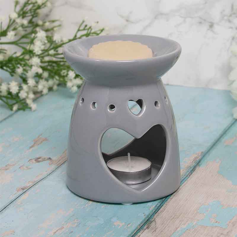 GREY WAX/OIL WARMER WITH HEARTS