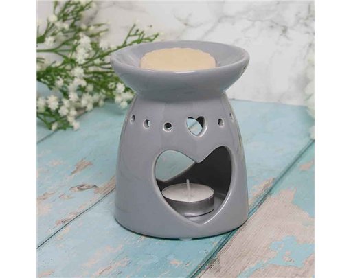 GREY WAX/OIL WARMER WITH HEARTS