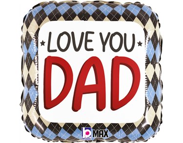 18in LOVE YOU DAD ARGYLE FOIL BALLOON