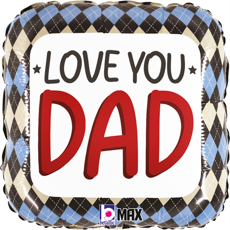 18in LOVE YOU DAD ARGYLE FOIL BALLOON