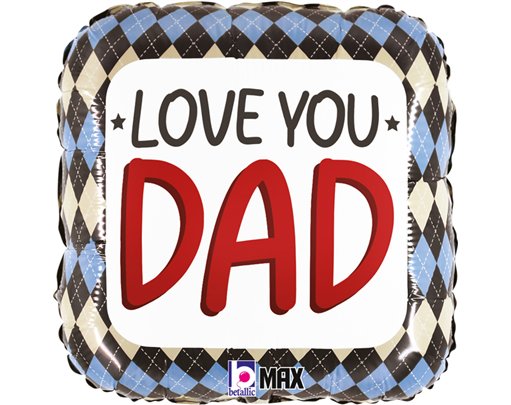 18in LOVE YOU DAD ARGYLE FOIL BALLOON