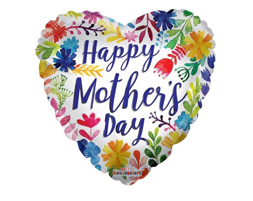 18in MOTHERS DAY PAINTED FLOWERS FOIL BALLOON