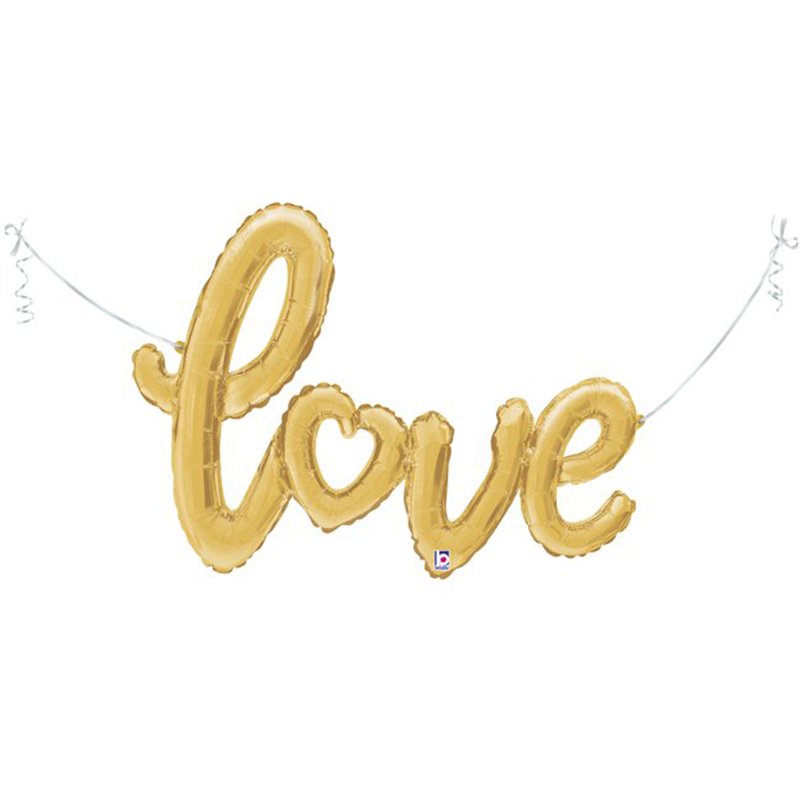 47in AIR-FILLED SHAPE LOVE SCRIPT GOLD FOIL BALLOON