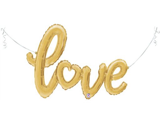 47in AIR-FILLED SHAPE LOVE SCRIPT GOLD FOIL BALLOON