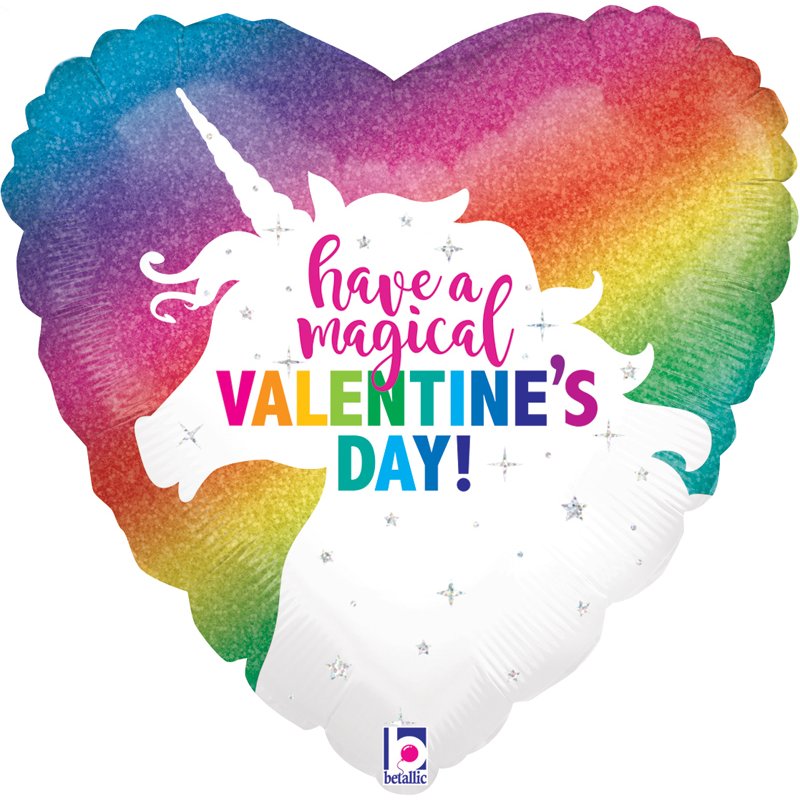 18in GLITTER UNICORN VALENTINE FOIL BALLOON