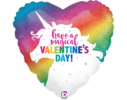 18in GLITTER UNICORN VALENTINE FOIL BALLOON