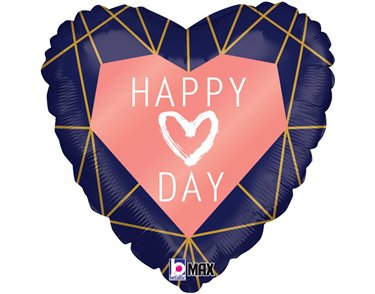 18in GEO NAVY HEART FOIL BALLOON