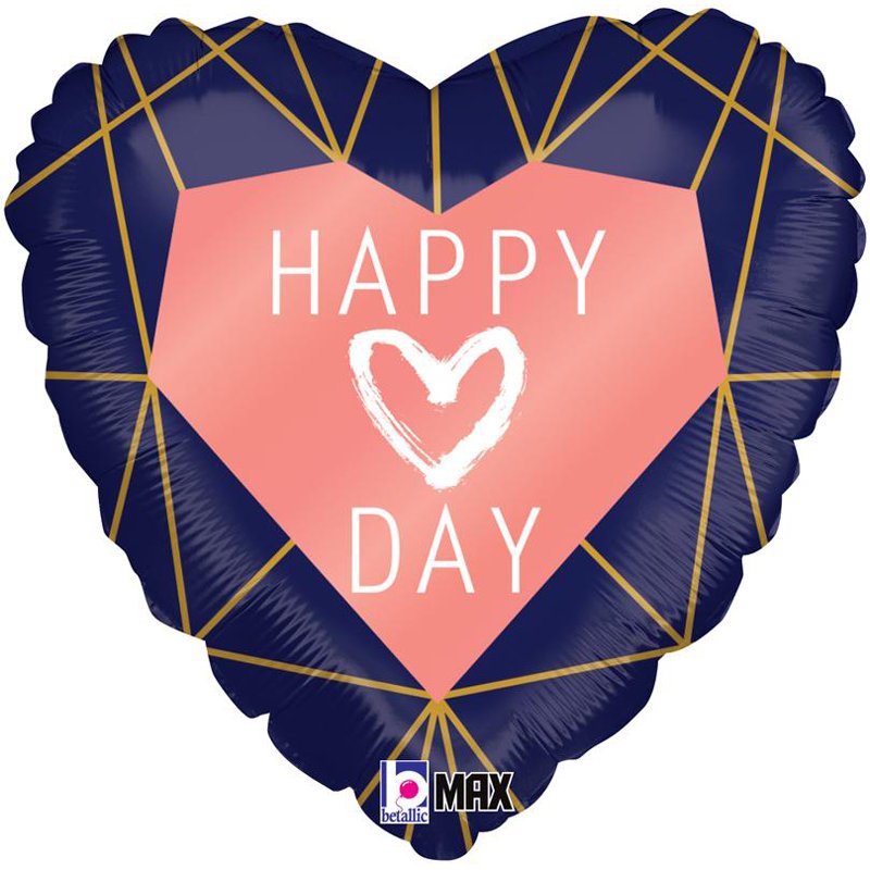 18in GEO NAVY HEART FOIL BALLOON