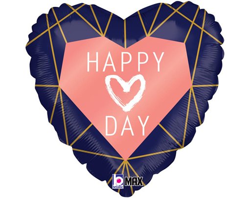18in GEO NAVY HEART FOIL BALLOON