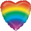 18in GLITTER RAINBOW HEART FOIL BALLOON