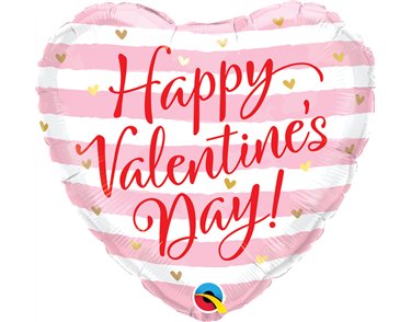 18in VALENTINE'S PINK STRIPES FOIL BALLOON